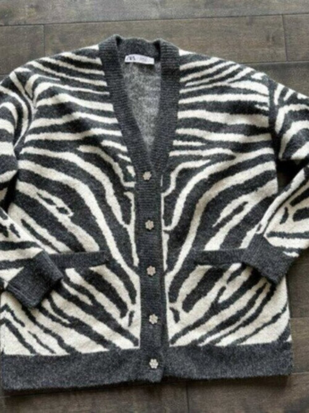 Zara Zebra Print Boyfriend Fit Cardigan